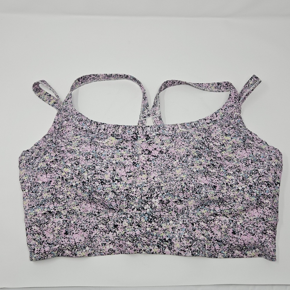 Fabletics Principal Longline Sports Bra Womens XXL/1X Pink Speckle Medium Impact